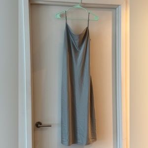 Birdy Grey Lisa Midi Satin Dress in Pewter sz L